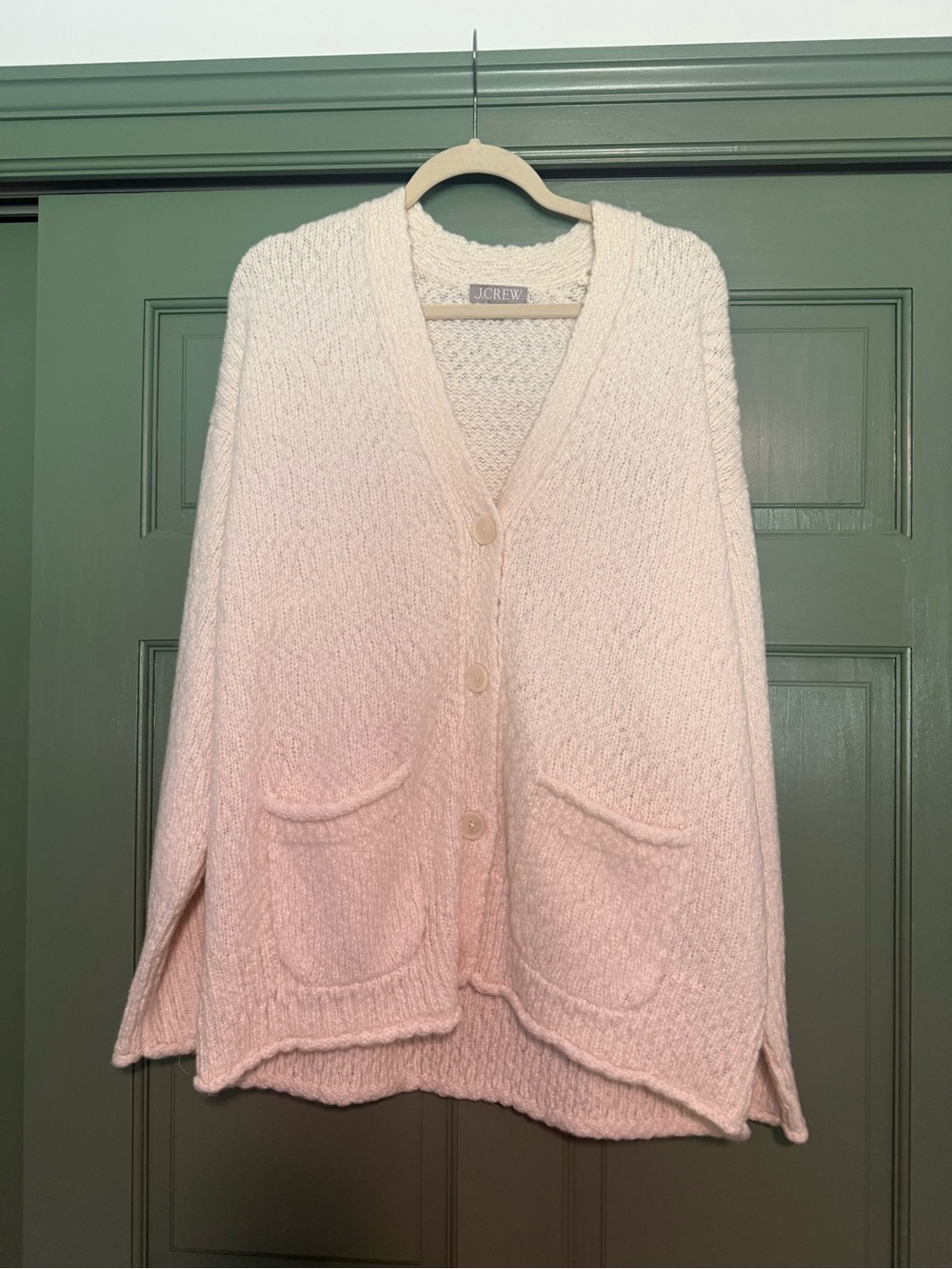 J. Crew Light Cream Button-Up Pocket Knit Cardigan
